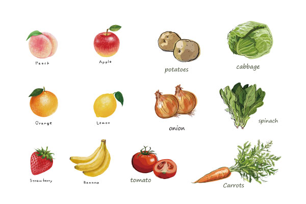 野菜と果物のイラスト